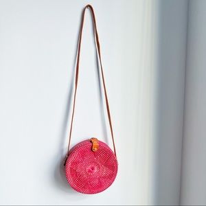 Street Level Round Rattan Crossbody